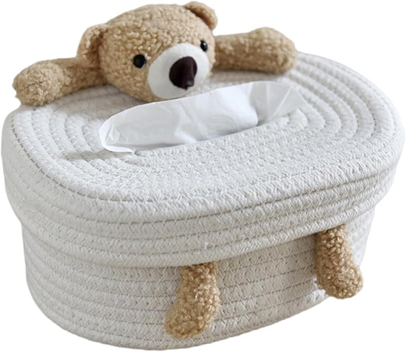 غطاء صندوق مناديل من قطن ملون، منظِّم مكتبي، حامل مناديل لطاولات القهوة - Image 1